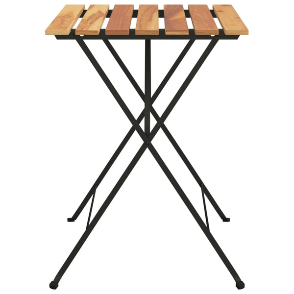 Klappbarer Bistrotisch Teak & Stahl 55x54x71 cm