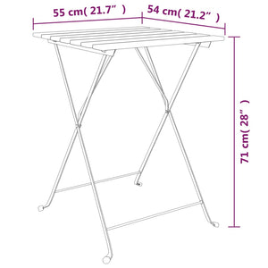 Klappbarer Bistrotisch Teak & Stahl 55x54x71 cm