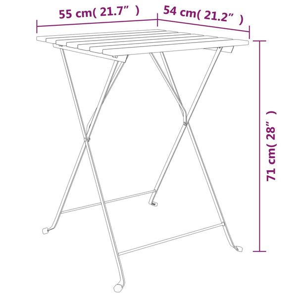 Klappbarer Bistrotisch Teak & Stahl 55x54x71 cm