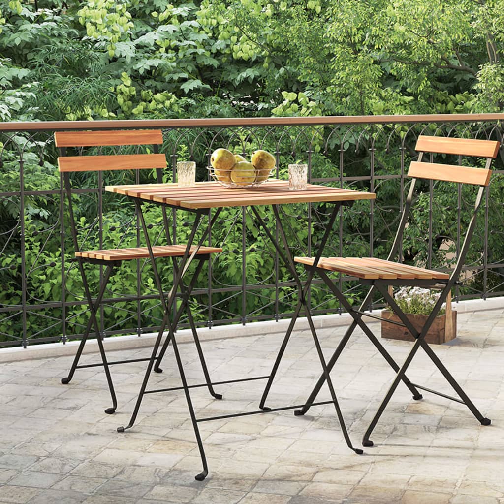 Klappbarer Bistrotisch Teak & Stahl 55x54x71 cm