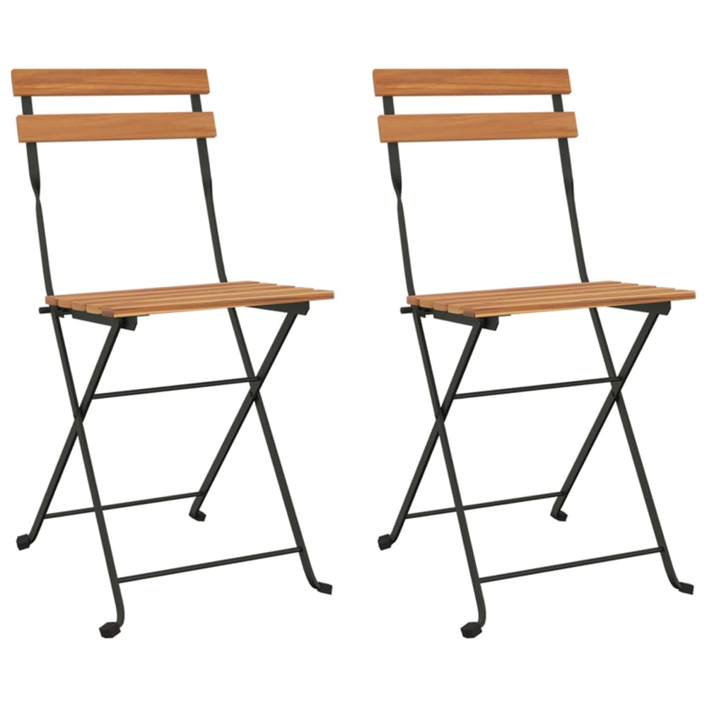 Klappbare Bistrostühle, 2er-Set, Teak & Stahl