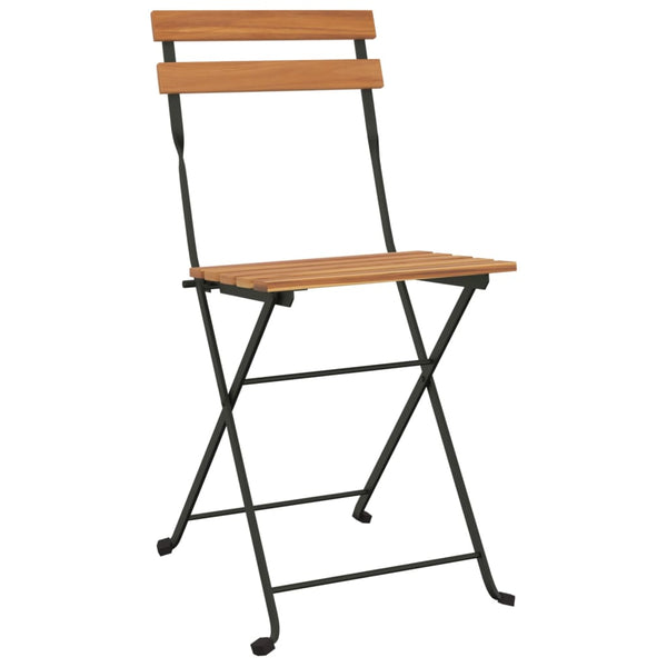 Klappbare Bistrostühle, 2er-Set, Teak & Stahl