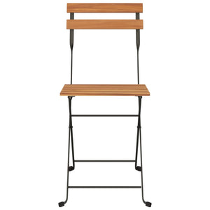Klappbare Bistrostühle, 2er-Set, Teak & Stahl