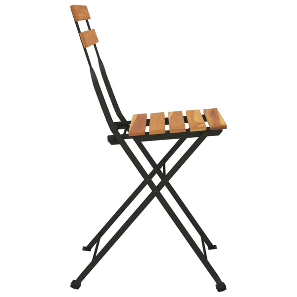 Klappbare Bistrostühle, 2er-Set, Teak & Stahl