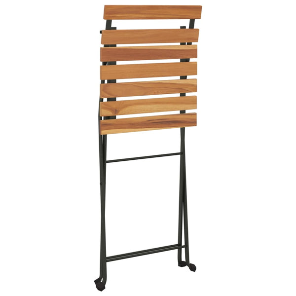 Klappbare Bistrostühle, 2er-Set, Teak & Stahl