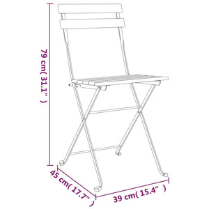Klappbare Bistrostühle, 2er-Set, Teak & Stahl