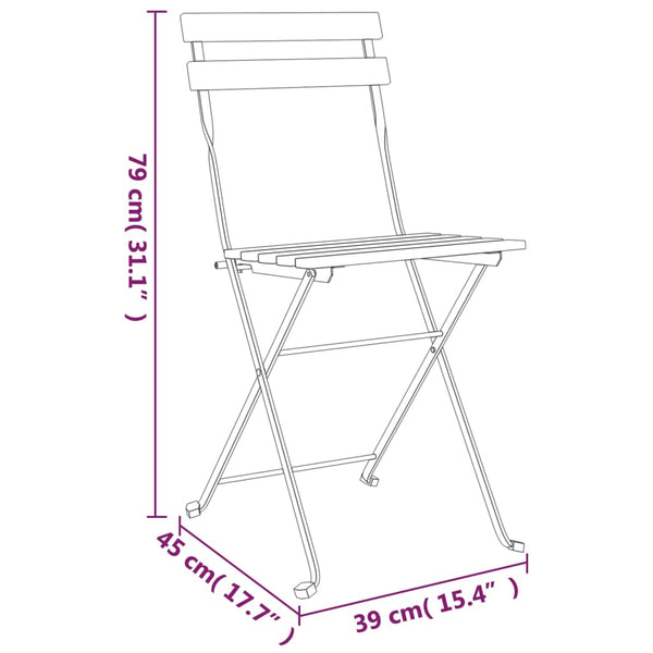 Klappbare Bistrostühle, 2er-Set, Teak & Stahl