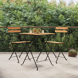 Klappbare Bistrostühle, 2er-Set, Teak & Stahl