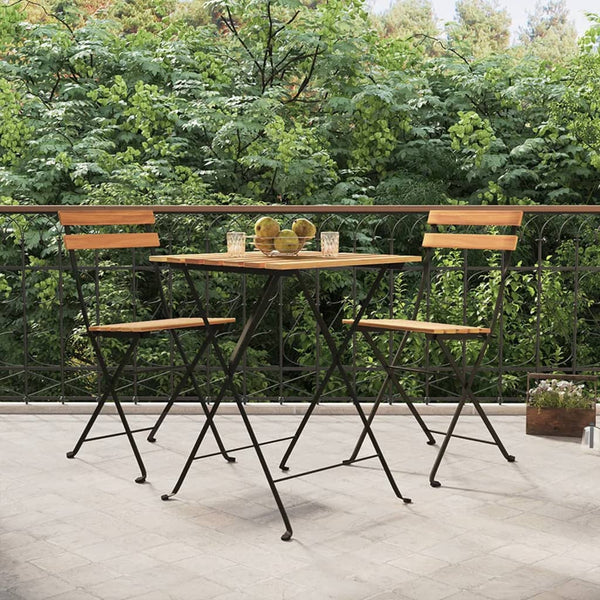 Klappbare Bistrostühle, 2er-Set, Teak & Stahl