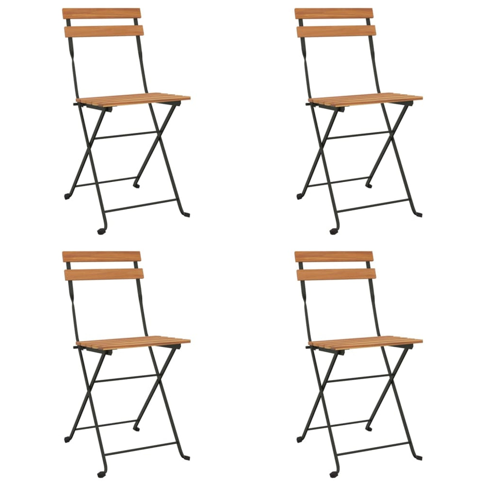 Klappbare Bistrostühle, 4er-Set, Teak & Stahl