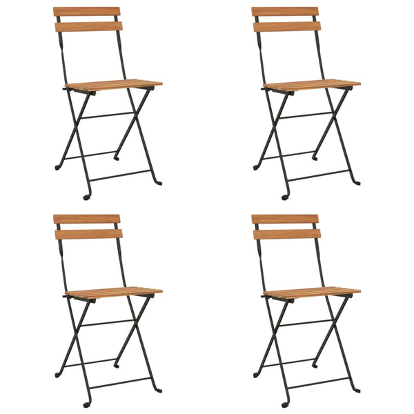vidaXL Chaises de bistrot 4 pcs Pliables Bois de teck massif et Acier