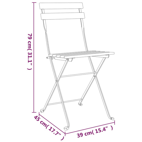 vidaXL Chaises de bistrot 4 pcs Pliables Bois de teck massif et Acier