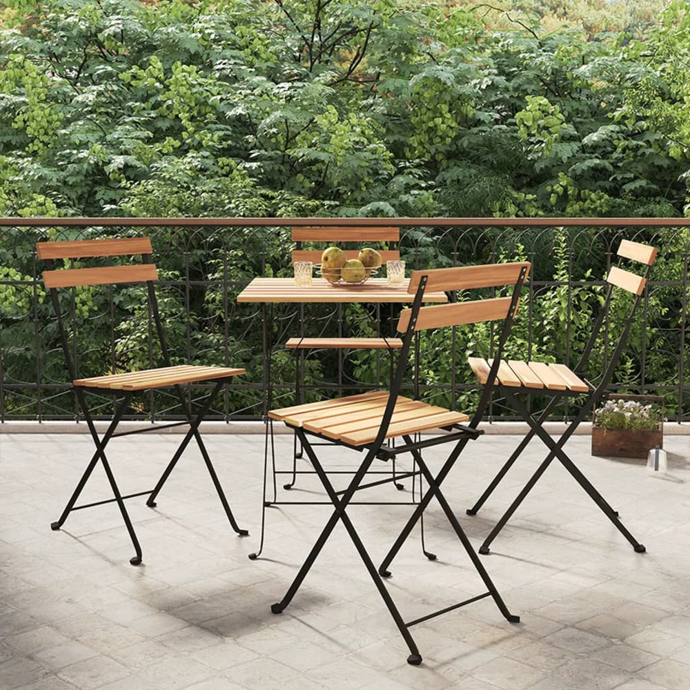 Klappbare Bistrostühle, 4er-Set, Teak & Stahl
