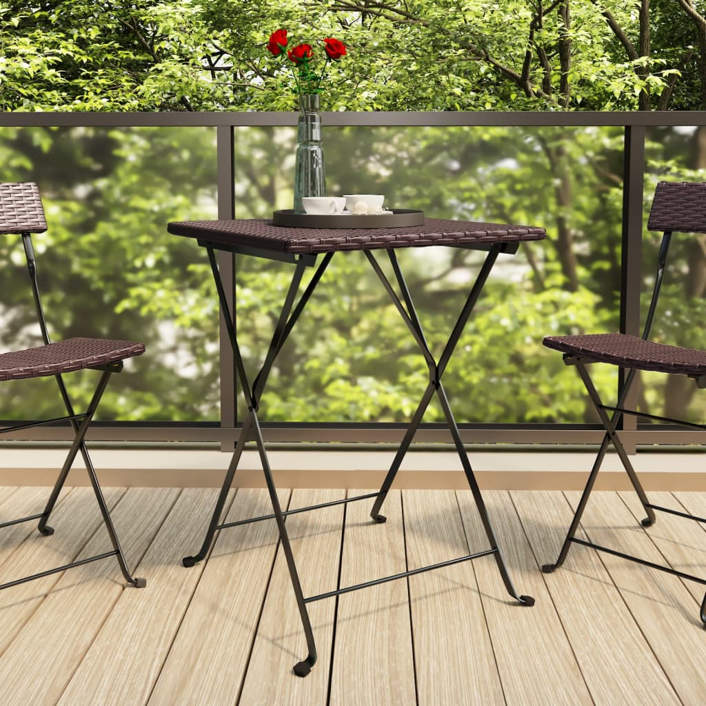 Klappbarer Bistrotisch Braun Poly Rattan