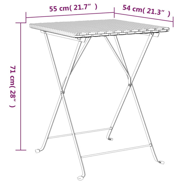 Klappbarer Bistrotisch Grau Poly Rattan