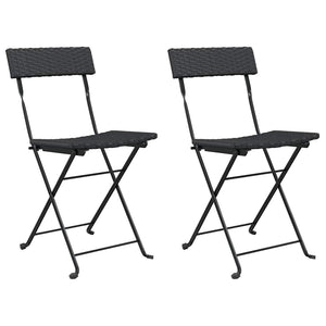 vidaXL Chaises de bistrot 2 pcs Pliables Noir Résine tressée et Acier