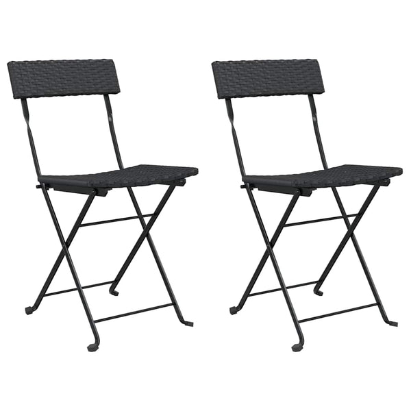 vidaXL Chaises de bistrot 2 pcs Pliables Noir Résine tressée et Acier