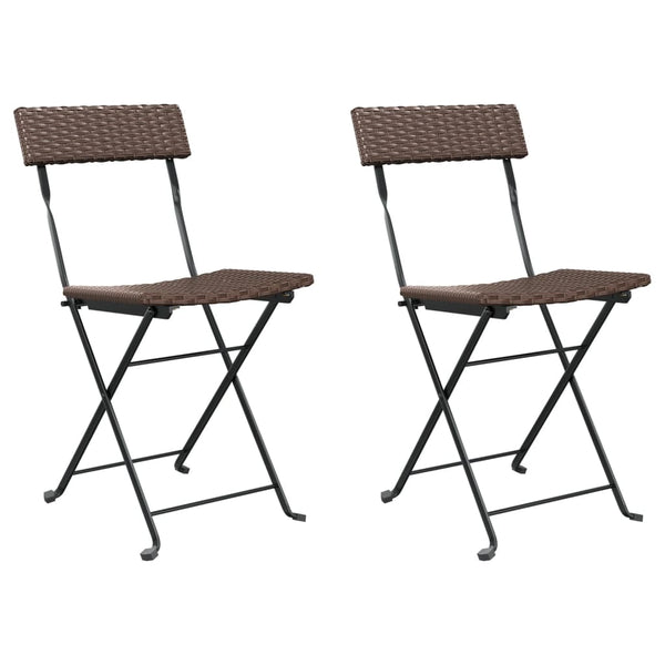 vidaXL Chaises de bistrot 2 pcs Pliables Marron Résine tressée et Acier