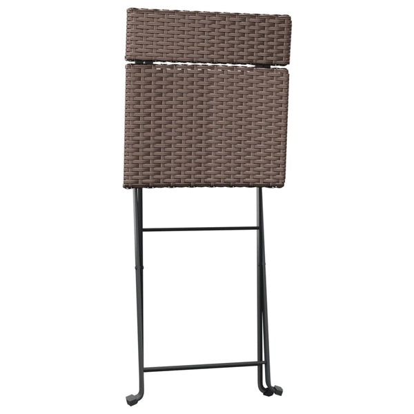 vidaXL Chaises de bistrot 2 pcs Pliables Marron Résine tressée et Acier