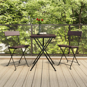 vidaXL Chaises de bistrot 2 pcs Pliables Marron Résine tressée et Acier