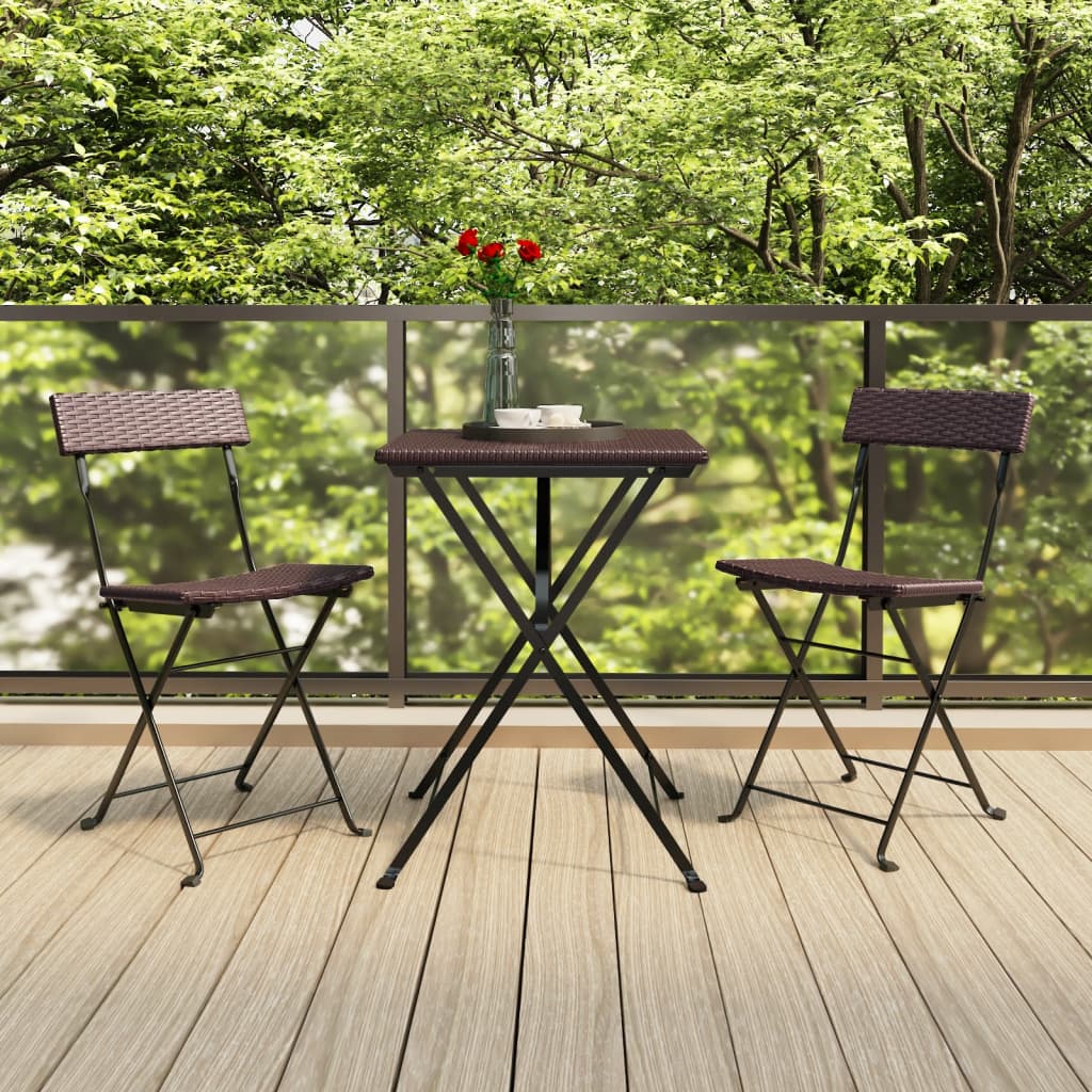 vidaXL Chaises de bistrot 2 pcs Pliables Marron Résine tressée et Acier