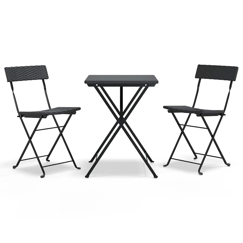 vidaXL Ensemble de bistrot 3 pièces Pliable Noir Résine tressée