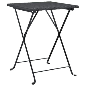 Klappbares 3-tlg. Bistro-Set Poly Rattan Schwarz