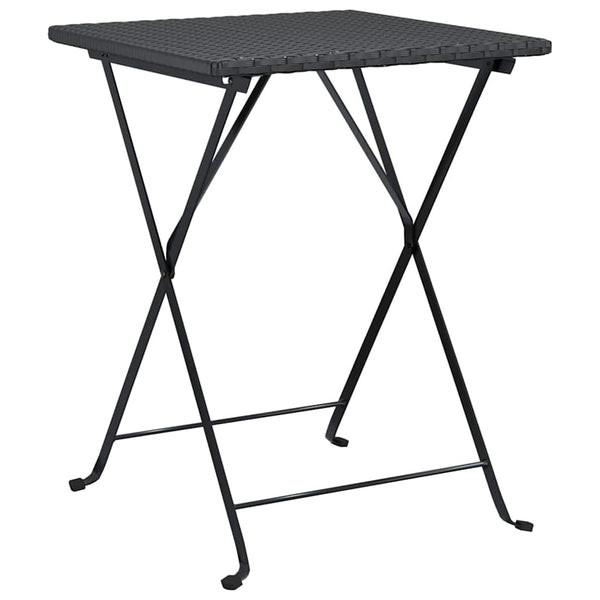 Klappbares 3-tlg. Bistro-Set Poly Rattan Schwarz