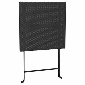 Klappbares 3-tlg. Bistro-Set Poly Rattan Schwarz