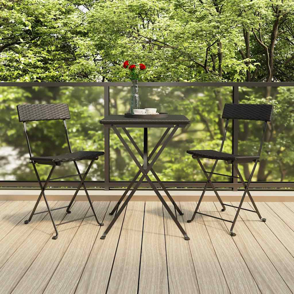 vidaXL Ensemble de bistrot 3 pièces Pliable Noir Résine tressée