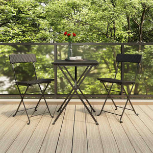 Klappbares 3-tlg. Bistro-Set Poly Rattan Schwarz