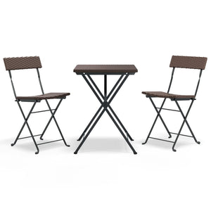 Klappbares 3-tlg. Bistro-Set Braun Rattan