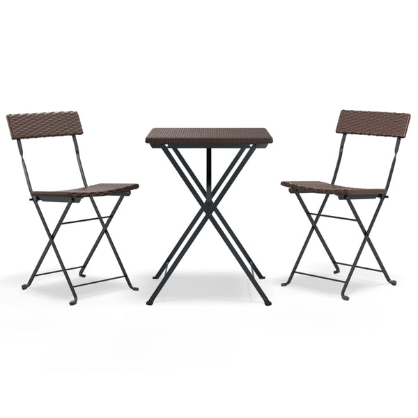 Klappbares 3-tlg. Bistro-Set Braun Rattan
