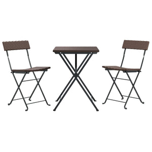 Klappbares 3-tlg. Bistro-Set Braun Rattan