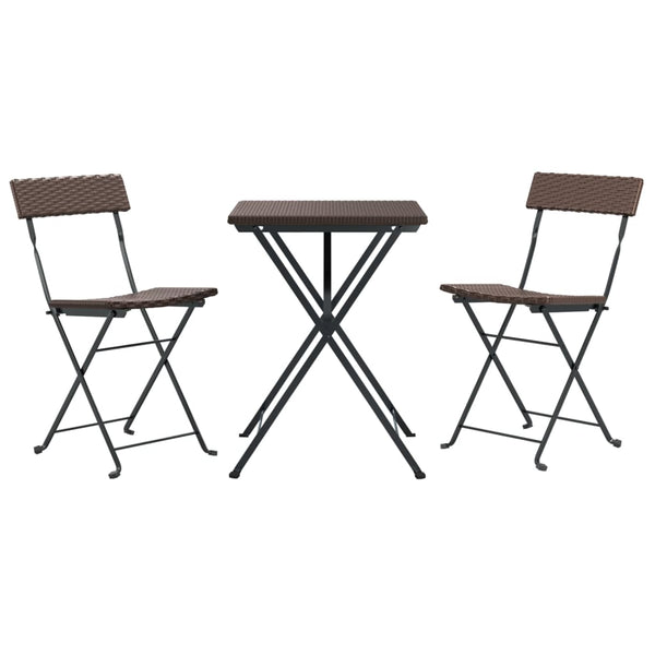 Klappbares 3-tlg. Bistro-Set Braun Rattan