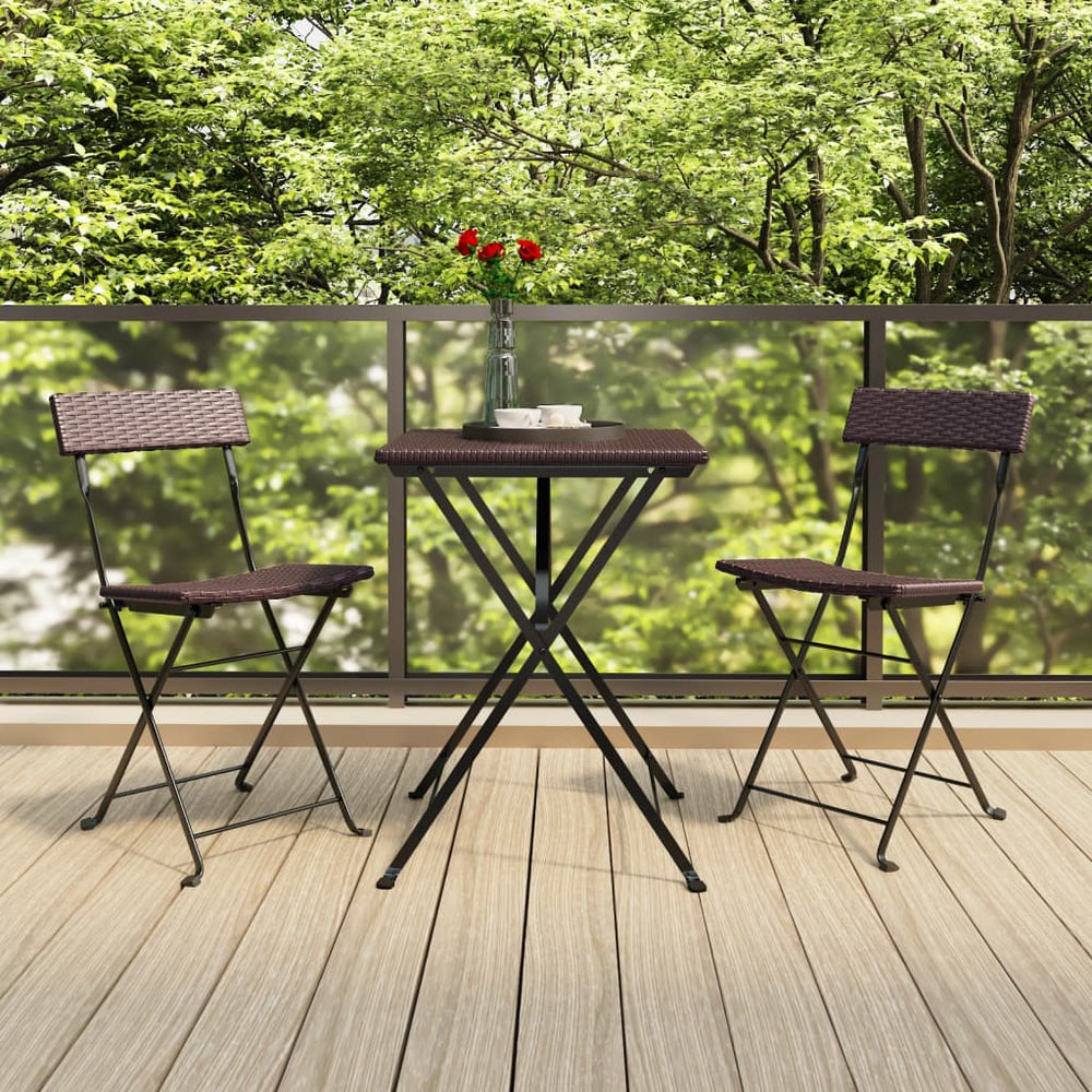 vidaXL Ensemble de bistrot 3 pièces Pliable Rotin synthétique Marron