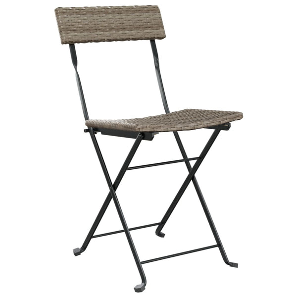 3-tlg. Klappbares Bistro-Set Grau Rattan