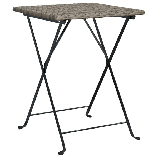3-tlg. Klappbares Bistro-Set Grau Rattan