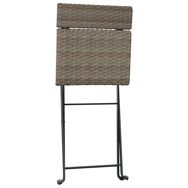 3-tlg. Klappbares Bistro-Set Grau Rattan