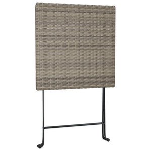 3-tlg. Klappbares Bistro-Set Grau Rattan