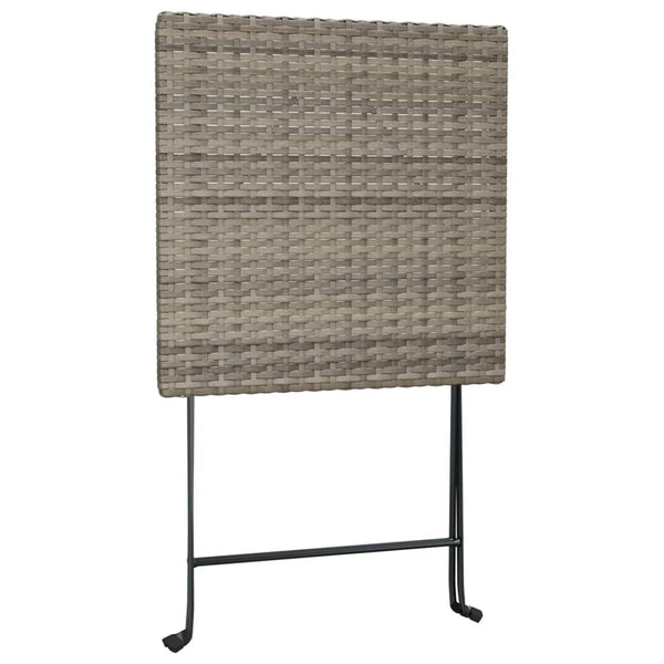 3-tlg. Klappbares Bistro-Set Grau Rattan
