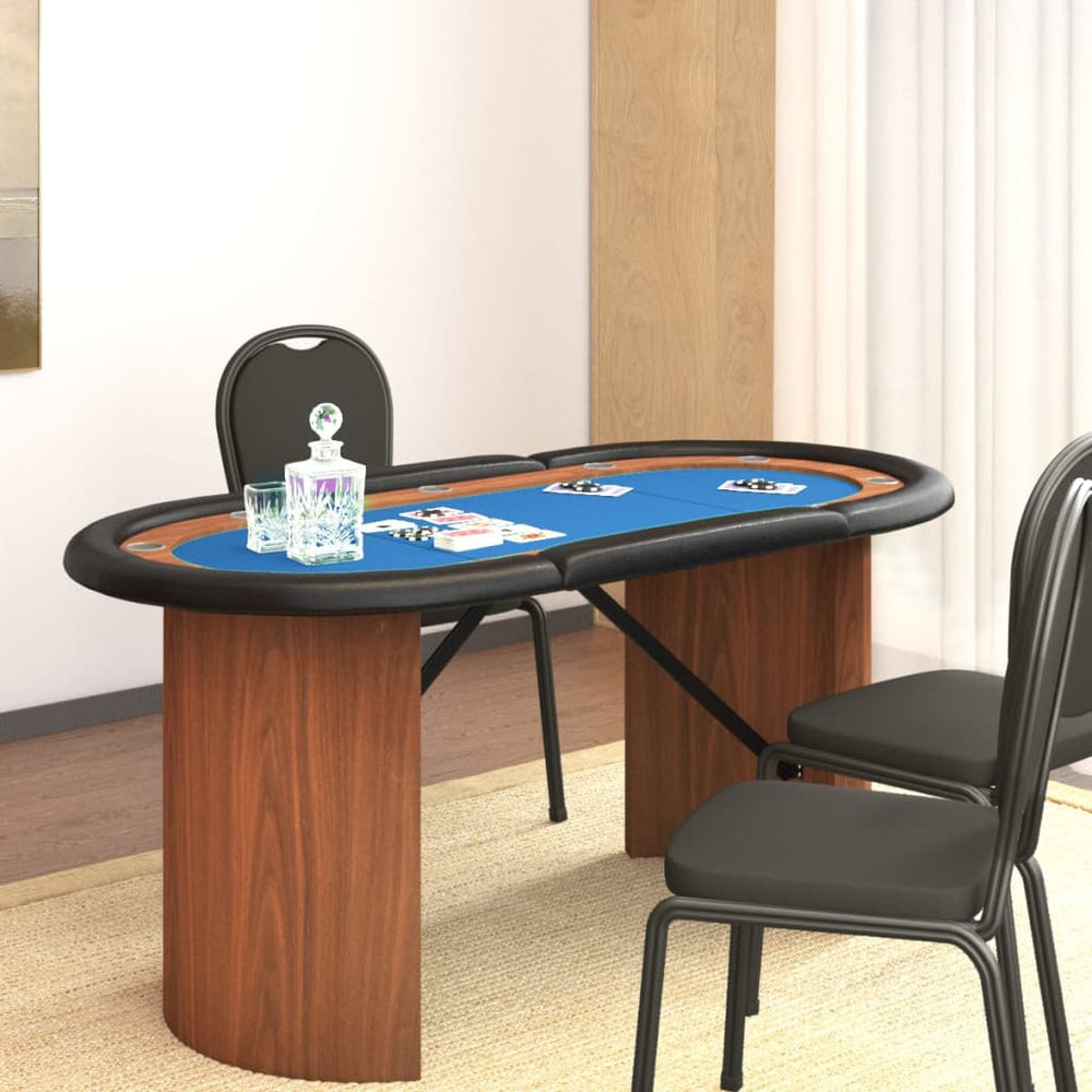 Pokertisch für 10 Spieler, Blau, 160x80 cm