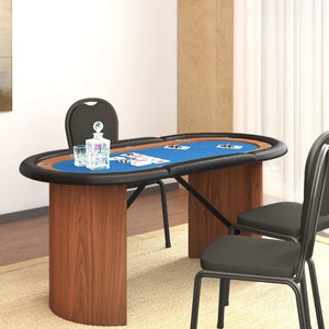 Pokertisch für 10 Spieler, Blau, 160x80 cm