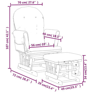 vidaXL Fauteuil à bascule avec pouf Glissant Rose clair Tissu