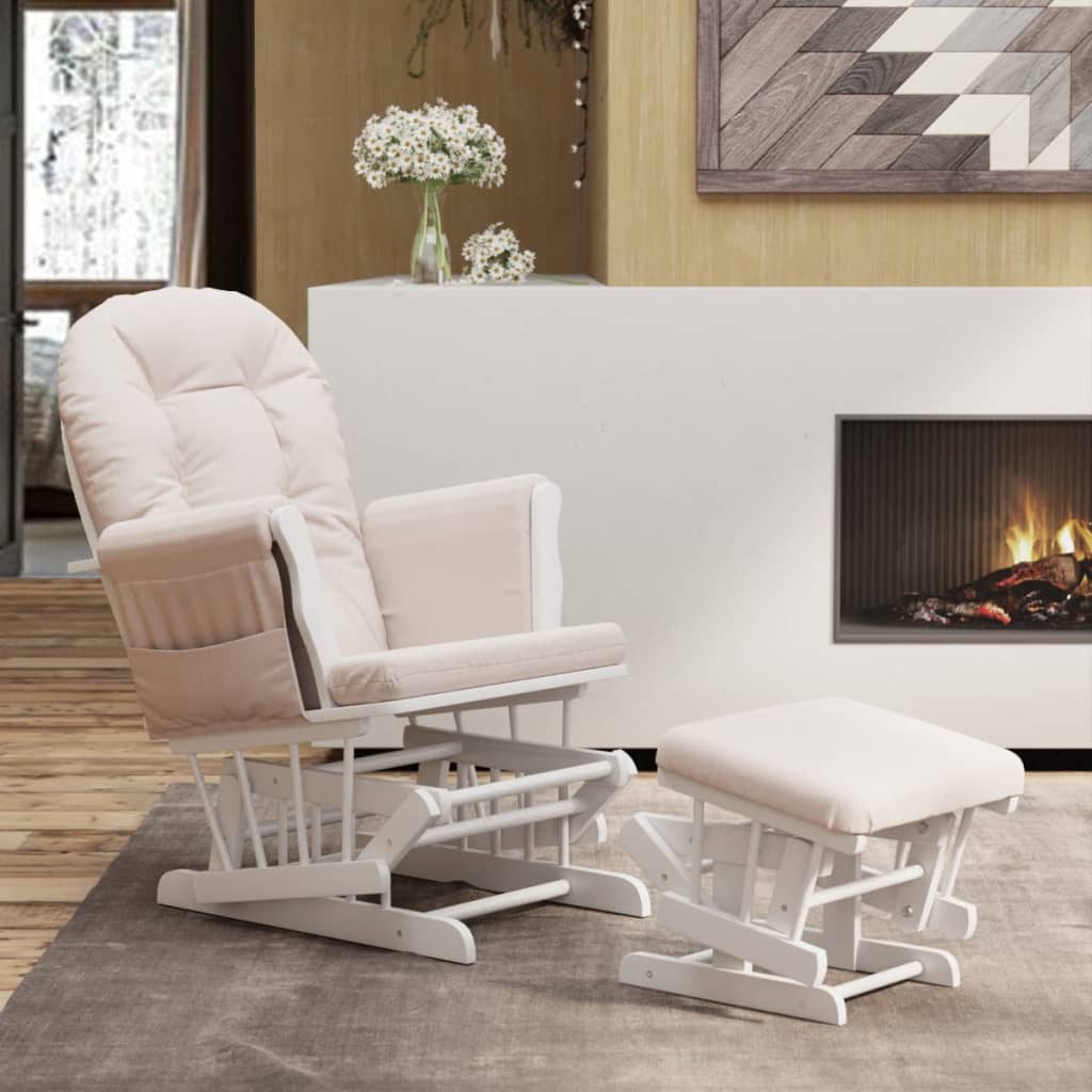 vidaXL Fauteuil à bascule avec pouf Glissant Rose clair Tissu