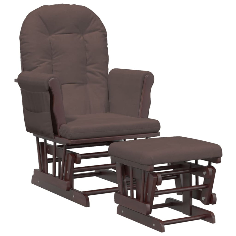 Schaukelsessel mit Hocker Braun Stoff