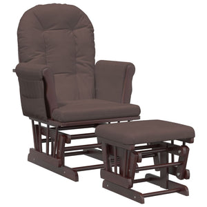 Schaukelsessel mit Hocker Braun Stoff