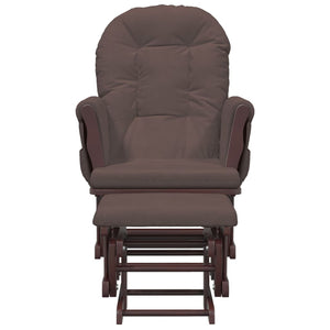 Schaukelsessel mit Hocker Braun Stoff