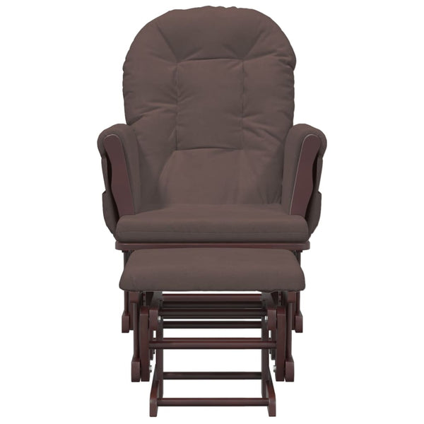 Schaukelsessel mit Hocker Braun Stoff