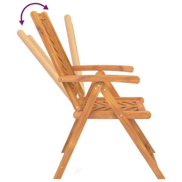 Verstellbare Gartenstühle 3er Set Akazie Massivholz